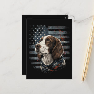 Springer Spaniel Hond Amerikaanse Vlag Feestdagenkaart