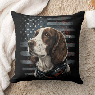 Springer Spaniel Hond Amerikaanse Vlag Kussen