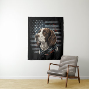 Springer Spaniel Hond Amerikaanse Vlag Wandkleed