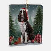 Springer Spaniël Hond in Sneeuw Kerstmis Keramisch Ornament (Rechts)
