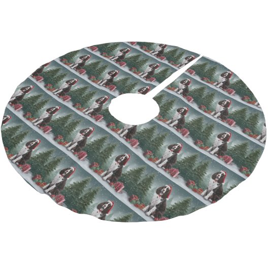 Springer Spaniël Hond in Sneeuw Kerstmis Kerstboom Rok (Gekanteld)