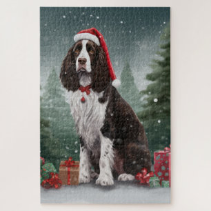 Springer Spaniël Hond in Sneeuw Kerstmis Legpuzzel