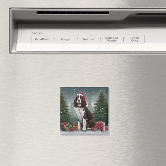 Springer Spaniël Hond in Sneeuw Kerstmis Magneet (Insitu (Vaatwasser))