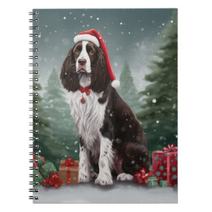 Springer Spaniel hond in sneeuw Kerstmis Notitieboek
