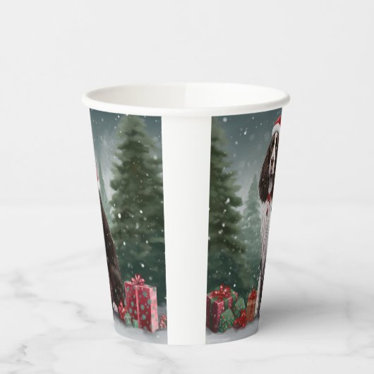 Springer Spaniël Hond in Sneeuw Kerstmis Papieren Bekers (Links)