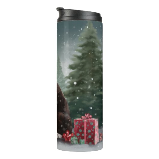 Springer Spaniël Hond in Sneeuw Kerstmis Thermosbeker (Geroteerd rechts)
