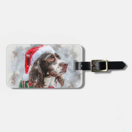 Springer Spaniel Hond Kerstfeest Bagagelabel (Voorkant horizontaal)