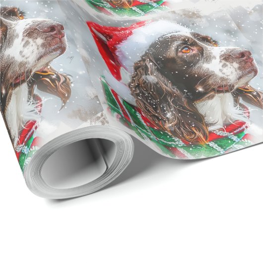 Springer Spaniel Hond Kerstfeest Cadeaupapier (Rol Hoek)