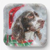 Springer Spaniel Hond Kerstfeest Papieren Bordje (Voorkant)