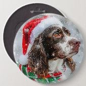 Springer Spaniel Hond Kerstfeest Ronde Button 6,0 Cm (Voorkant /achterkant)