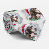 Springer Spaniel Hond Kerstfeest Stropdas (Opgerold)