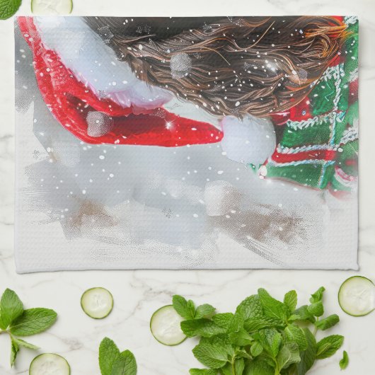 Springer Spaniel Hond Kerstfeest Theedoek (Gevouwen)