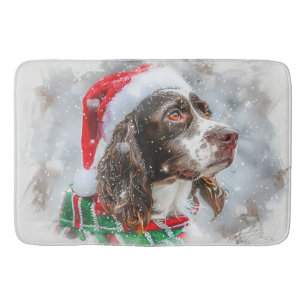 Springer Spaniel hond Kerstmis Festief Badmat