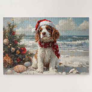 Springer Spaniel Hond Kerstmis Vintage Strand Legpuzzel