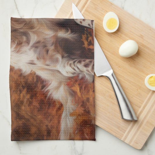 Springer Spaniël in Herfstbladeren Herfst Inspire Theedoek (Quarter Fold)