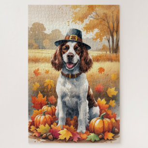 Springer Spaniel in herfstbladeren Thanksgiving Ku Legpuzzel