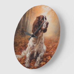 Springer Spaniel in herfstbladeren val inspireert Grote Klok