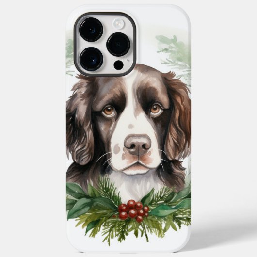 Springer spaniel kerst krans feestelijke pup Case-Mate iPhone case (Achterkant)