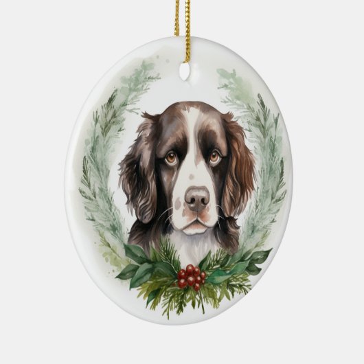 Springer spaniel kerst krans feestelijke pup keramisch ornament (Rechts)