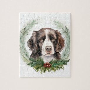 Springer spaniel kerst krans feestelijke pup legpuzzel