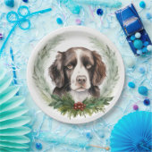 Springer spaniel kerst krans feestelijke pup papieren bordje (Feest)