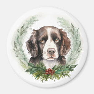 Springer Spaniel Kerst Krans Festieve Pup Magneet