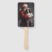 Springer Spaniël Kerstman Feestelijke Kerstmis Handwaaier (Achterkant)