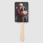 Springer Spaniël Kerstman Feestelijke Kerstmis Handwaaier (Voorkant)