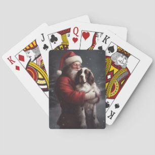 Springer Spaniël Kerstman Feestelijke Kerstmis Pokerkaarten