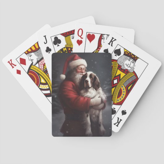 Springer Spaniël Kerstman Feestelijke Kerstmis Pokerkaarten (Achterkant)
