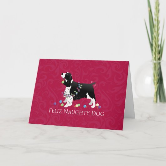 Springer Spaniel kerstontwerp Feestdagen Kaart (Voorkant)