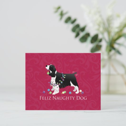 Springer Spaniel kerstontwerp Feestdagenkaart (Staand voorkant)