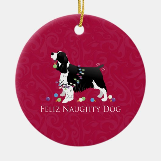 Springer Spaniel kerstontwerp Keramisch Ornament (Voorkant)
