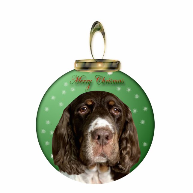 Springer Spaniel kerstversiering Fotobeeldje Ornament (Voorkant)