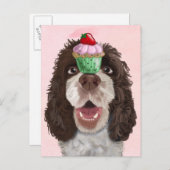 Springer Spaniel met Cupcake 2 Briefkaart (Voorkant / Achterkant)