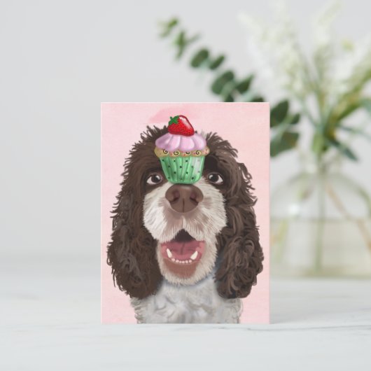 Springer Spaniel met Cupcake 2 Briefkaart (Staand voorkant)