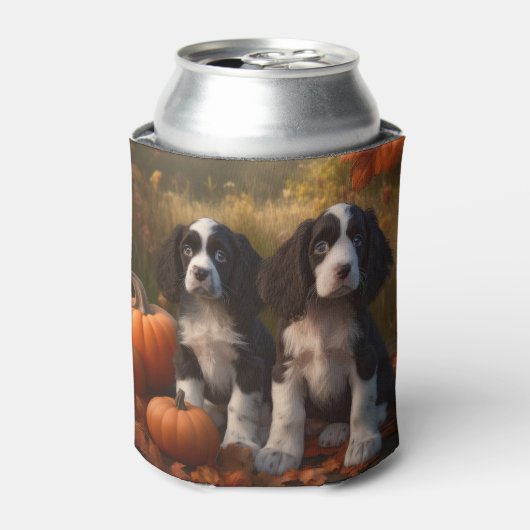 Springer Spaniel Puppy Herfst Delight Pompoen Blikjeskoeler (Blikje Voorkant)