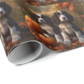 Springer Spaniel Puppy Herfst Delight Pompoen Cadeaupapier (Rol Hoek)