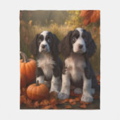 Springer Spaniel Puppy Herfst Delight Pompoen Fleece Deken (Voorkant)