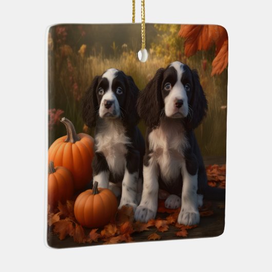 Springer Spaniel Puppy Herfst Delight Pompoen Keramisch Ornament (Rechts)