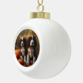 Springer Spaniel Puppy Herfst Delight Pompoen Keramische Bal Ornament (Rechts)