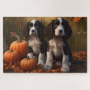 Springer Spaniel Puppy Herfst Plezier Pompoen Legpuzzel
