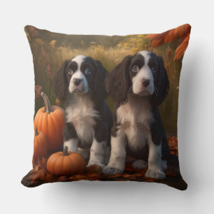 Springer Spaniel Puppy Herfstvreugde Pompoen Kussen