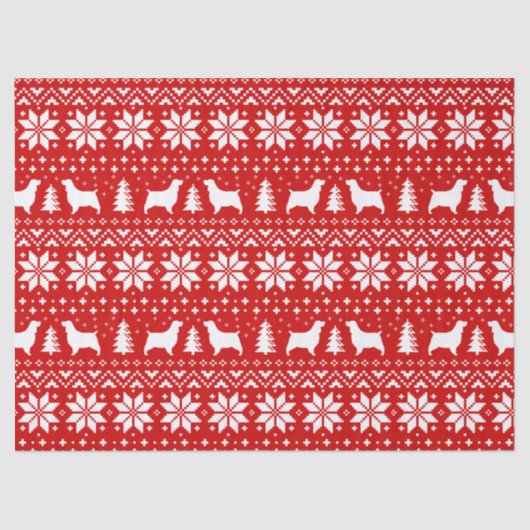 Springer Spaniel Silhouettes kerstpatroonrood Tissuepapier (Voorkant)