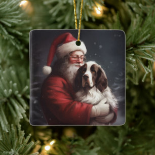 Springer Spaniel Sinterklaas Festive Kerstmis Keramisch Ornament