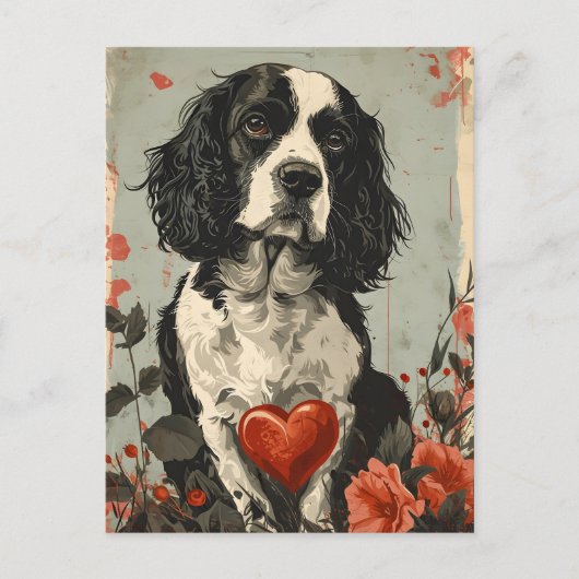 Springer Spaniel Valentijnsdag Briefkaart (Voorkant)