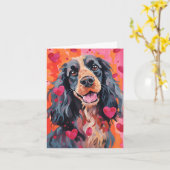 Springer Spaniel Valentijnsdag Kaart (Gele Bloem)