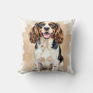 Springer Spaniel Watercolor Verf Drip Kunst Kussen