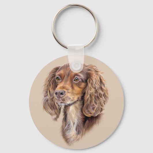 Springer Sprocker Cocker Spaniel Dog Keyring Sleutelhanger (Voorkant)