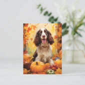 Springerspaniël Herfst Thanksgiving  Briefkaart (Staand voorkant)